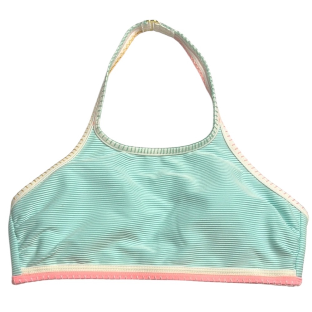 SO Pop Stitch Ribbed High Neck Swimsuit Top Juniors